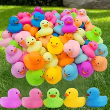 12/24pcs Colorful Rubber Ducks, Bathroom Shower Toys, Summer Beach And Birthday Party Swimming Pool Toys, Party Decorations And Gifts - Pink - View 2