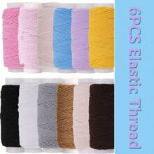6 Stücke 0,6mm elastischer Faden, je 20m Spule, elastischer Nähfaden für Nähmaschinen, Raffgarn für Nähen, Overlock-Maschinen, Quilt, Stricken, Weben, DIY