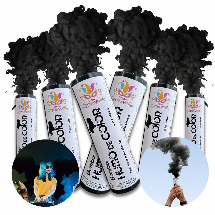 GRUPO CARNAVALLIA Smoke Bomb Bengal Colored Powder Party Festival Colors Event 10 Pcs - Black - View 1