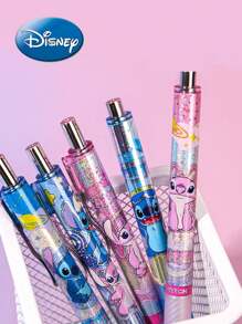 Disney 1pc Disney Officially Licensed Stitch 0.5mm Black Ink Blind Box Pen Random One Stitch Series Push Action Neutral Pen Surprise Box Work Meeting Record Pen Stylish Stationery Touch Comfortable Suitable For Family And Friends Birthday Gift