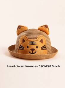 1 件男女通用婴儿/幼儿/儿童卡通老虎图案草编太阳帽，夏季防晒多功能 - 1PC - 查看 2