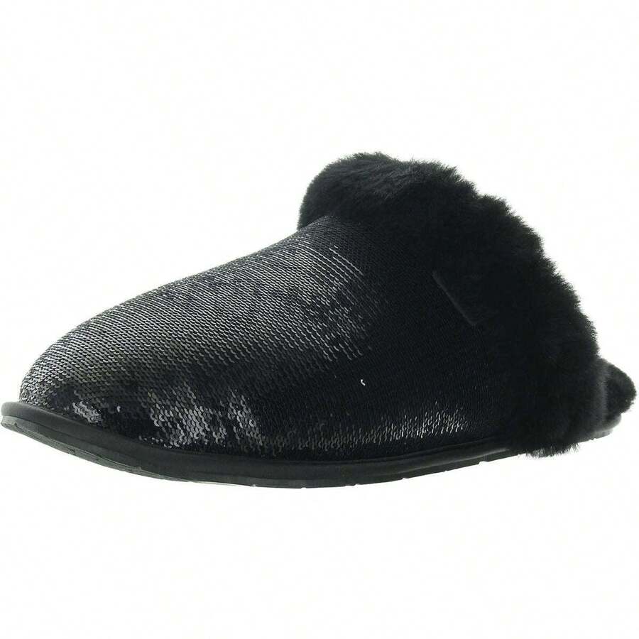 UGG Womens Faux Fur Lined Manmade Slide Slippers - Black - View 1