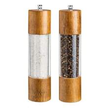 1pc/2pcs/3pcs/4pcs Manual Wooden Pepper Mill With Transparent Acrylic For Black Pepper, Sichuan Pepper, Sea Salt Grinder Seasoning Bottle - Brown - View 11
