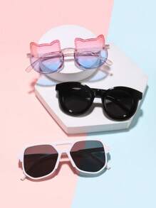 3 PCS Cute Cat Ears And Round Frame For Kids 4-10 Years Old, Double Beam Aviator Fashion Glasses For Daily Outings And Wear For Outings - Multicolor - View 10