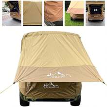 Car Awning Canopy Car Tent Portable Camping Awnings Car Trunk Tent SUV Awning Shelter Rear Sunshade Canopy Waterproof Tailgate Shade Awning - Yellow Brown - View 1