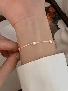 BALMORA 1pc Sterling S925 Silver Vintage Simple Cute Luxury Elegant Glossy Silver Heart Bracelet For Women Girl Lover Daily Life Jewelry Gift