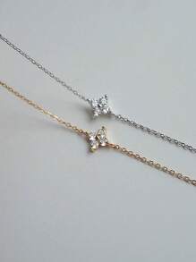 1pc S925 Pure Silver Flower Zirconia Bracelet, Simple Snowflake Zirconia Pendant, Chain Bracelet, Japanese And Korean Simple Jewelry, Women's Jewelry Gift