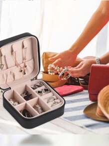 Small Jewelry Box With Zipper Closure Code L-3333 - 鏽棕色 - 查看 2