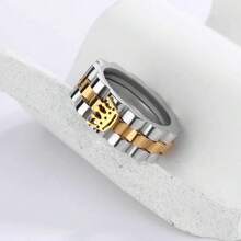1 件简约金色皇冠不锈钢戒指 - 金色 - 查看 5