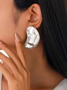 1 套时尚奢华液态金属不对称几何项链和耳环，适合女士 - 礼物创意 - 约会之夜