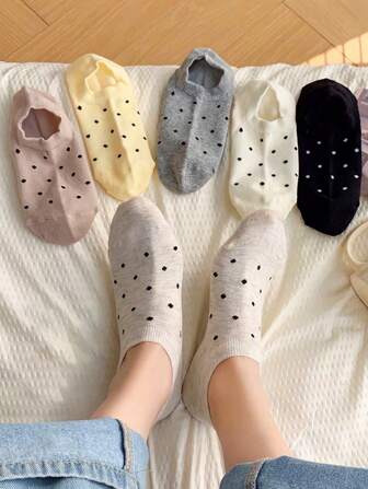 1/4/8 双女士中筒袜，黑白隐形袜及踝袜，适合所有季节，轻松舒适，颜色随机