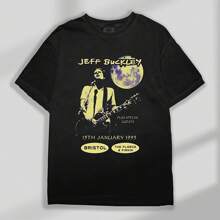 Jeff Buckley Vintage Uni T-Shirt Band Tee Music Fan Gift Retro Graphic Top Graphic Tee - Black - View 1