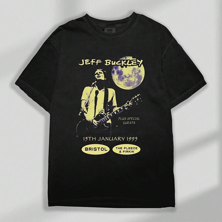 Jeff Buckley Vintage Uni T-Shirt Band Tee Music Fan Gift Retro Graphic Top Graphic Tee - Black - View 1