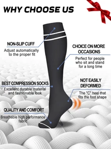 6 双女士膝盖高压力袜，为跑步、运动、久坐和站立提供最佳支撑，改善血液循环，舒适的压力袜，适合日常使用