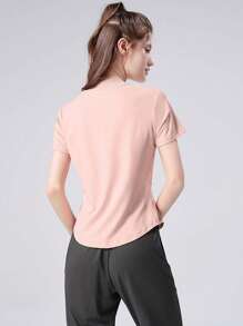 CAMEL CROWN Women's Telemark Clothing Suit, Summer Thin Section Outdoor Running Clothes Loose Sportswear Gym Fitness Clothing Short-Sleeved, Yoga Clothing Suit - Sunshine Pink/Eternal Gray - View 3