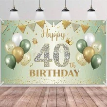 AFYPRTY 1pc 30th Birthday Party Background Cloth Party Decoration Green Backdrops Photography Props Anniversary Birthday Party Decoration Supplies,180*110cm - Multicolor - View 9