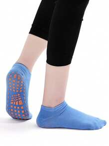 1/4 paire de chaussettes antidérapantes en silicone unisexe pour le trampoline, convenant aux femmes et aux hommes pour l'hôpital, le yoga, le pilates et les sports d'intérieur