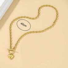 1 set de collier et bracelet en acier inoxydable plaqué or 18 carats, design en forme de cœur. Style simple et minimaliste , idéal pour les rendez-vous, les soirées et le port au bureau