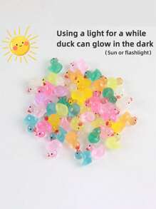 40 stuks willekeurig gekleurde glow-in-the-dark rubberen eendjes, mini-eenden, eendenspeelgoedset, mini glow-in-the-dark hars eendjesknutsels, kleurrijke kleine glow-in-the-dark eendminiaturen, levendige, verzamelbare, schattige feestgunsten, cadeauzakjes, paas- en kerstcadeaus