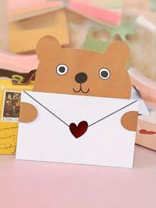 9 张/套，可爱卡通礼品卡，折叠信封贺卡，节日问候，可爱动物明信片感谢卡，生日聚会邀请函，问候语，节日通用卡片 - 彩色 - 查看 4