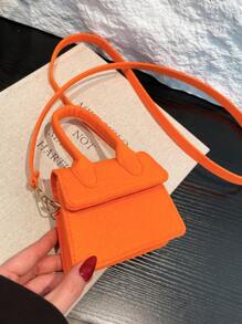 1pc Fashionable Messenger Bag, Contrasting Felt Bag, Casual And Simple Hand-Held, Personalized And Fashionable Small Square Bag, High-End Solid Color Messenger Bag, Felt Fabric Magnetic Buckle Opening And Closing, Suitable For Shopping, Travel, Daily Use, Adjustable Shoulder Strap, Fashionable And Versatile Square Bag Shape, Is The Best Choice For Friends - Solid Color Handbag - View 15