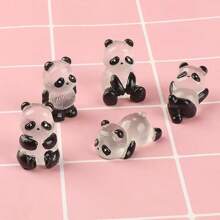 3 stuks willekeurige Glow-In-The-Dark Panda Hars Craft Decor, DIY Haaraccessoires, Crèmekleurige Polymeer Klei Decoratiematerialen