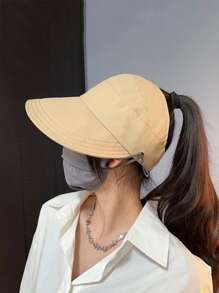 1 件女式卡其色棒球帽,夏季防晒遮阳帽,带马尾辫孔,透气镂空上衣,宽边,适合户外、徒步旅行、跑步,适合春季、夏季、秋季 - 卡其色 - 查看 3