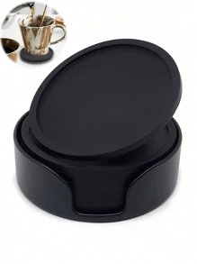 1/3/6pcs Black Silicone Coasters, Heat Resistant Glass Coasters, Beverage, Coffee Table And Bar Furniture Protectors And Heat Coasters, Coffee Cup Round Coasters, Heat Resistant Glass Coasters, Desktop, Kitchen, Office, Bar Bar Table Protectors, Black Coaster Set, Suitable For Any Cup Protectors, Father's Day, Thanksgiving Gifts,Mother's Day, Party Supplies