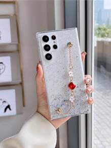 1pc Epoxy Starry Sky Rhinestone Bracelet Phone Case Compatible With Galaxy S22 Ultra S23 Ultra S24 Ultra 5G, Compatible With IPhone 11 12 13 14 15 Pro Max 16 Plus