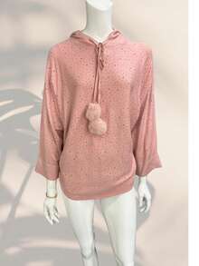 Sudadera con estampado de brillos para mujer - Rosa Pálido - Ver 1