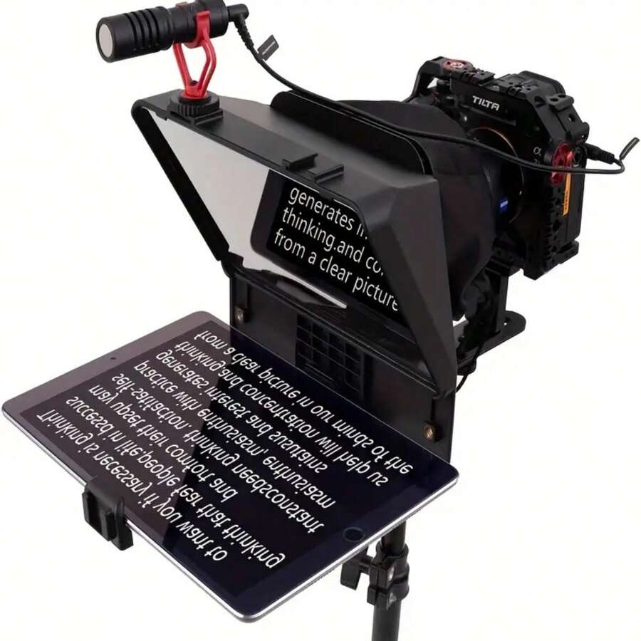 A10 Teleprompter Portable For Smartphone DSLR Camera Teleprompter Prompter With Phone Holder Remote Control For Video Recording Live Streaming Interview Stage Presentation Speech Video Making Tools - màu đen - Xem 1