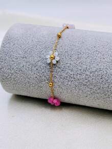 Daisy Flower Bracelet Necklace Anklet Earrings Set, Suitable For Women Spring/Summer Outfits