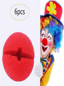 6件套红色泡沫球小丑鼻子，小丑表演道具，也可用作庆典场景道具