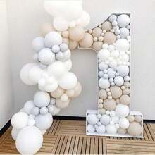 1Pc 73cm/28.7inch Digital Marquee Balloon Frame White KT Board Number 0-9 Plug-In KT Board With Bracket Party Decorative Birthday Party Anniversary Decoration - White - View 1