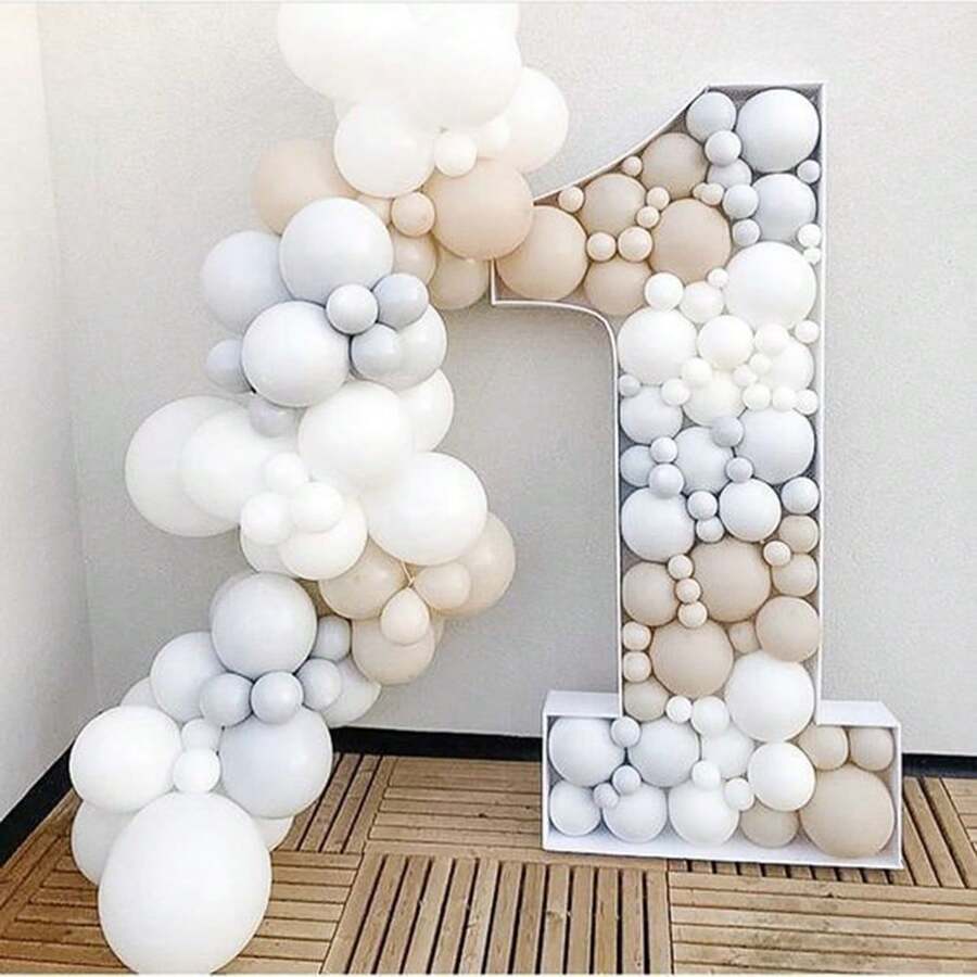 1Pc 73cm/28.7inch Digital Marquee Balloon Frame White KT Board Number 0-9 Plug-In KT Board With Bracket Party Decorative Birthday Party Anniversary Decoration - White - View 1