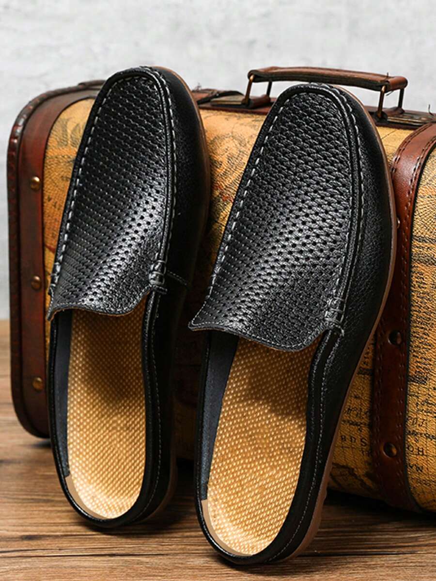 穆勒鞋 闭趾拖鞋 男士半拖鞋 男士拖鞋 简约休闲优雅复古假日个性时尚现代男士假日派对海滩旅行夏季黑白蓝透气轻便防滑舒适套穿拖鞋男士纯色鞋 2024 新款男鞋 45 46 47 大码男鞋 PU 皮革圆头低帮鞋平底男凉鞋男拖鞋男便鞋男半拖鞋男士休闲鞋男士乐福鞋男士凉鞋男士白色鞋子白色 - 黑色 - 查看 1