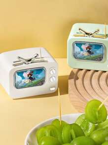 1 Stück Retro TV Design Zahnstocher Spender mit Selbstöffnung - Zufällige Farbe, Vintage TV Zahnstocher Spender, Druckstil tragbare Kunststoff Zahnstocher Box, geeignet für Couchtisch, Feiertags Dekoration