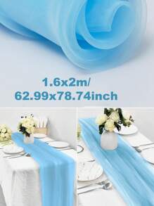 1pc 393 Inch Light Blue Sheer Voile Fabric, Long Solid Color Sheer Curtain, Multipurpose Party Backdrop, Suitable For Wedding Arch, Home Decor, Wedding Arch Curtain Backdrop - Blue - View 8
