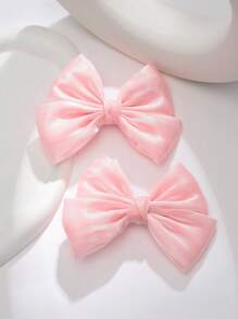 1 Pair Girls Princess Style Satin Bow Hairclips, Sweet School Girl Butterfly Barrette, Suitable For Daily Life Or Vacation