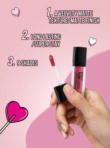 Misslyn VELVET MATTE LIP CREAM, Lightweight, Long Lasting High Impact Color, Smooth And Creamy Texture, Silky Velvety Finish, High-Intensity Matte Color, Against Dryness, Y2K Makeup Party Beach Travel Holiday Camping Outdoors Present Rose Fashion Girl New Year Cosmetic Cosplay Best Trip Festivals Color Fancy Campus School Charm Vibe Cny Chinese New Year, Valentine's Day Gifts