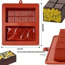 1 pièce Moule à barres de chocolat en silicone extra profond - Grand design de pistache de Dubaï pour les barres fourrées, outil de cuisson de cuisine
