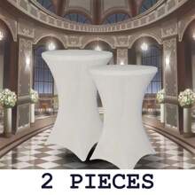 2 件/套涤纶弹力桌布 - 可水洗、抗皱，适合派对、宴会和餐厅使用 - 彩色 - 查看 3