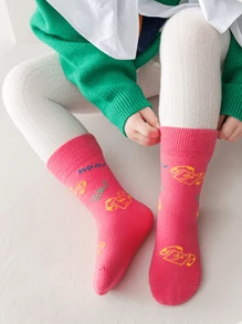 5 pares de calcetines finos para niños en primavera y otoño, calcetines tipo media caña de colores caramelo para niñas, calcetines con graffiti rosa, serie de dibujos animados lindos, regalos del Día del Niño, regalos de Halloween