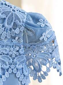 Young Girl Grey-Blue Lace Tulle Dress, Flower Girl Dress For Wedding, Birthday Party, Special Occasion - Blue - View 5