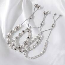 1 szt. Miedziano-złota regulowana bransoletka z koralików z zawieszką w kształcie serca, prosty styl hip-hopowy, zdobiona sztucznymi perłami, odpowiednia do codziennego noszenia przez kobiety, biżuteria na każdą porę roku