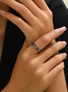 1 件 14K 镀层星月设计戒指，适合女性/男性日常佩戴、聚会和节日