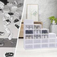 Youyijia 12x White Plastic Shoe Storage Boxes Drawer Stackable Foldable Durable Organiser