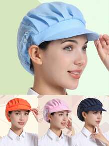 1 Pc Polyester Solid Color Half Mesh Baseball Cap, Soft Elastic Sweatband, Hard Peak, Odorless, Breathable, Dust-Proof, Adjustable, Lightweight, , Washable, Non-Fading, Oil-Proof, Pill-Resistant, Well-Stitched, Smooth Finish, Suitable For Restaurant, Kitchen, Workshop, Travel, Fashion, Work