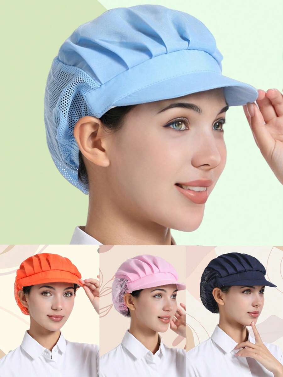 1 Pc Polyester Solid Color Half Mesh Baseball Cap, Soft Elastic Sweatband, Hard Peak, Odorless, Breathable, Dust-Proof, Adjustable, Lightweight, , Washable, Non-Fading, Oil-Proof, Pill-Resistant, Well-Stitched, Smooth Finish, Suitable For Restaurant, Kitchen, Workshop, Travel, Fashion, Work