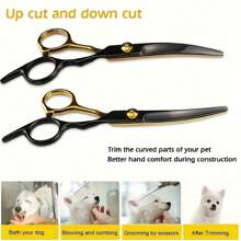 Premium Tiergrooming-Scherensatz, Edelstahl Hunde- und Katzen-Trimm-Scheren mit ergonomischem Design für beide Hände, professionelles Werkzeug zum Schneiden von Tierhaar inklusive Kamm und Pflegezubehör